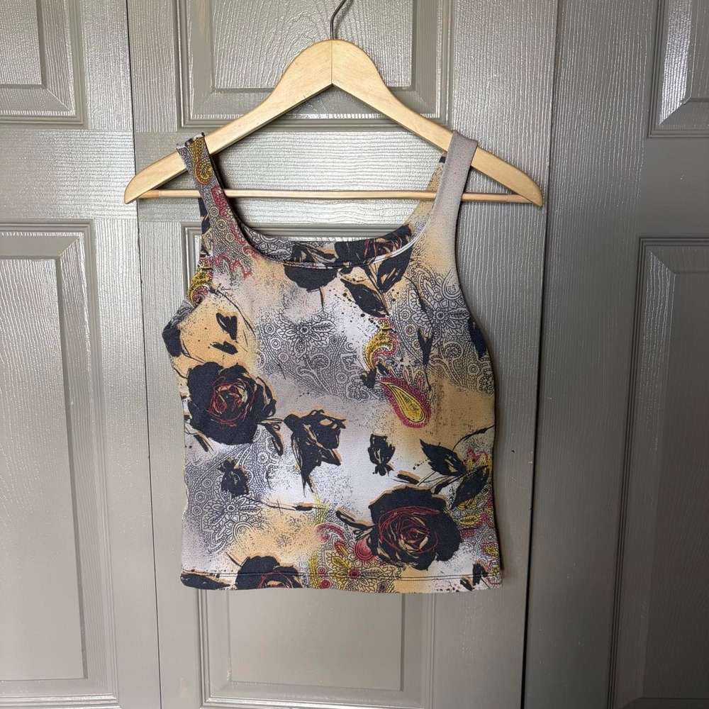 Latitude Y2K Abstract Floral Paisley Tank Top Womens Small Multicolor USA Made